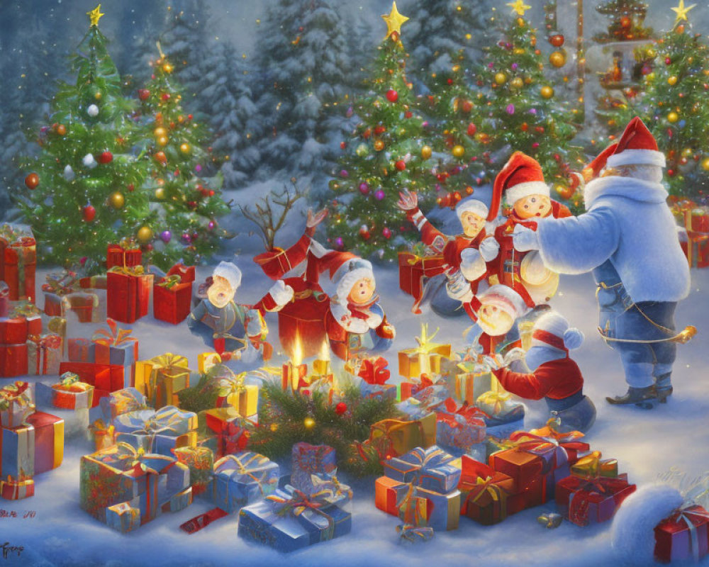 Winter Wonderland: Children, Santa, Gifts & Christmas Trees