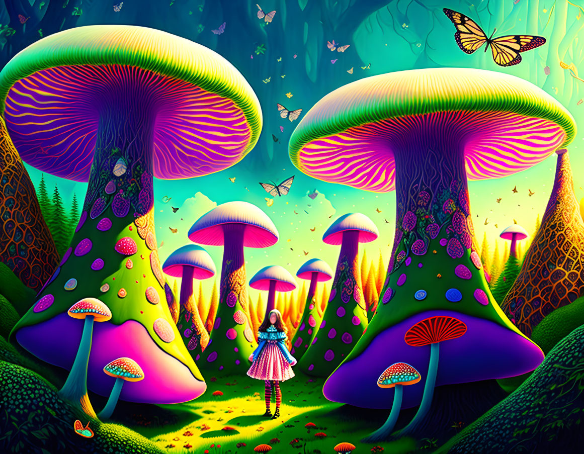 Alice and the toadstools.