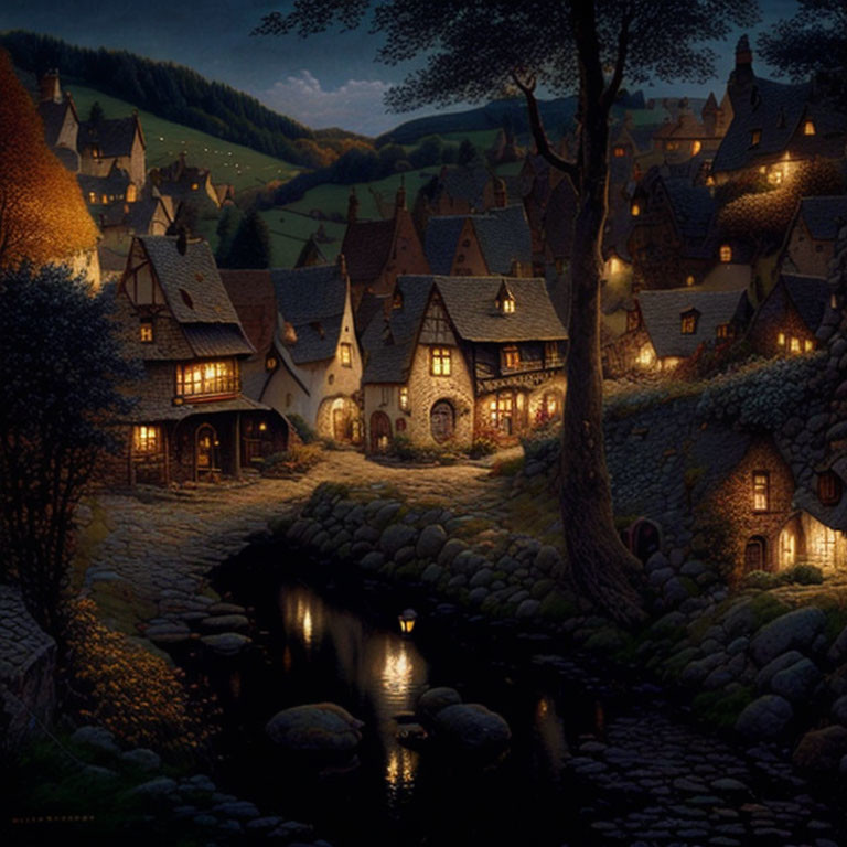 Nighttime in the Village 