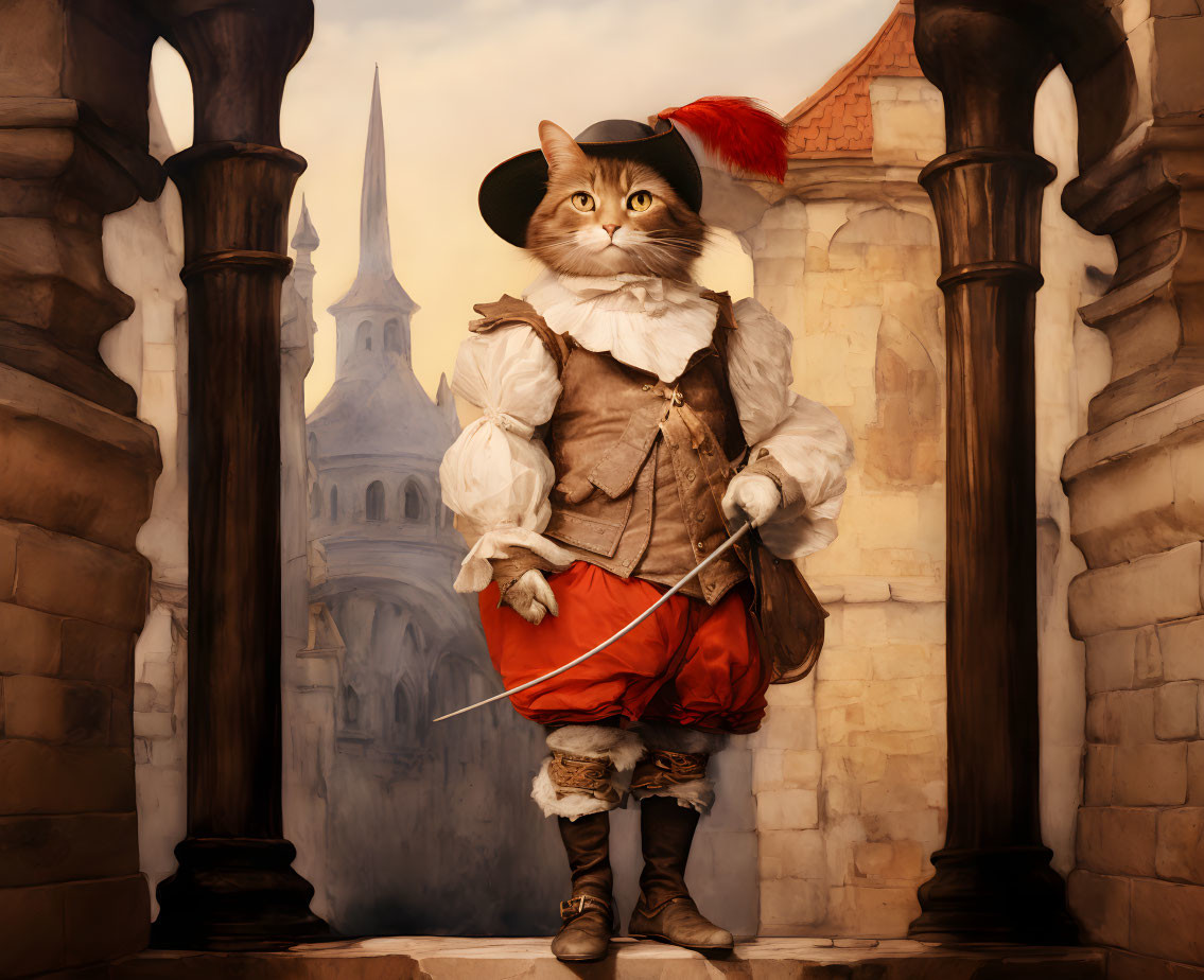 A Cat Dressed as d’Artagnan for Halloween 