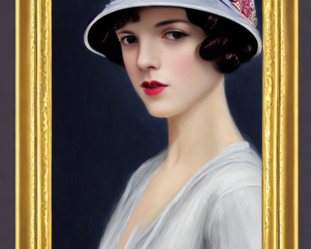 Vintage 1920s style portrait of woman in cloche hat