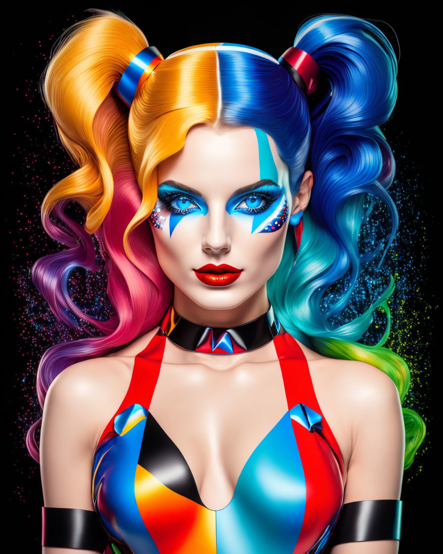 Harley Quinn With The Rainbow Hair 