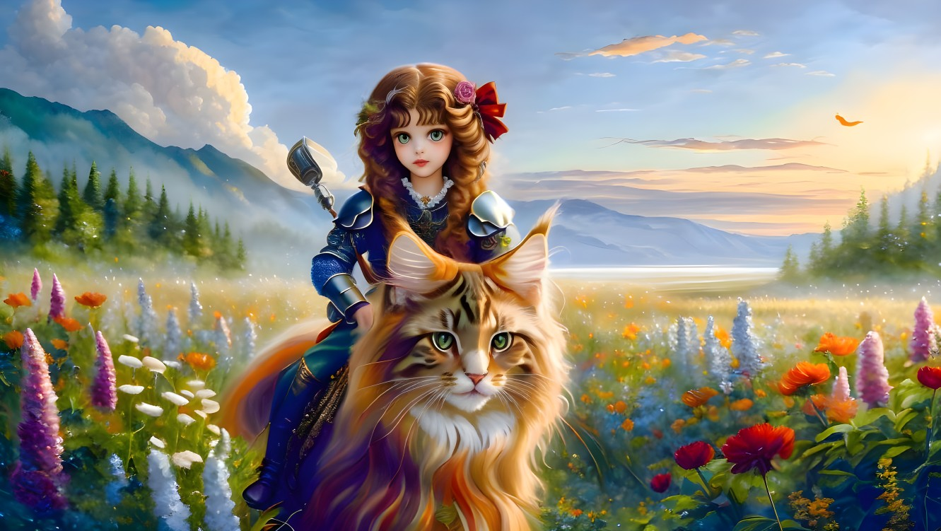 Princess Riding Her Cat