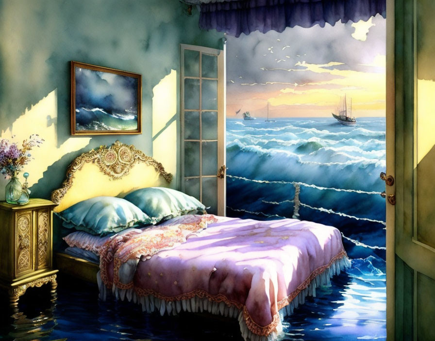 Bedroom Melting into the Sea
