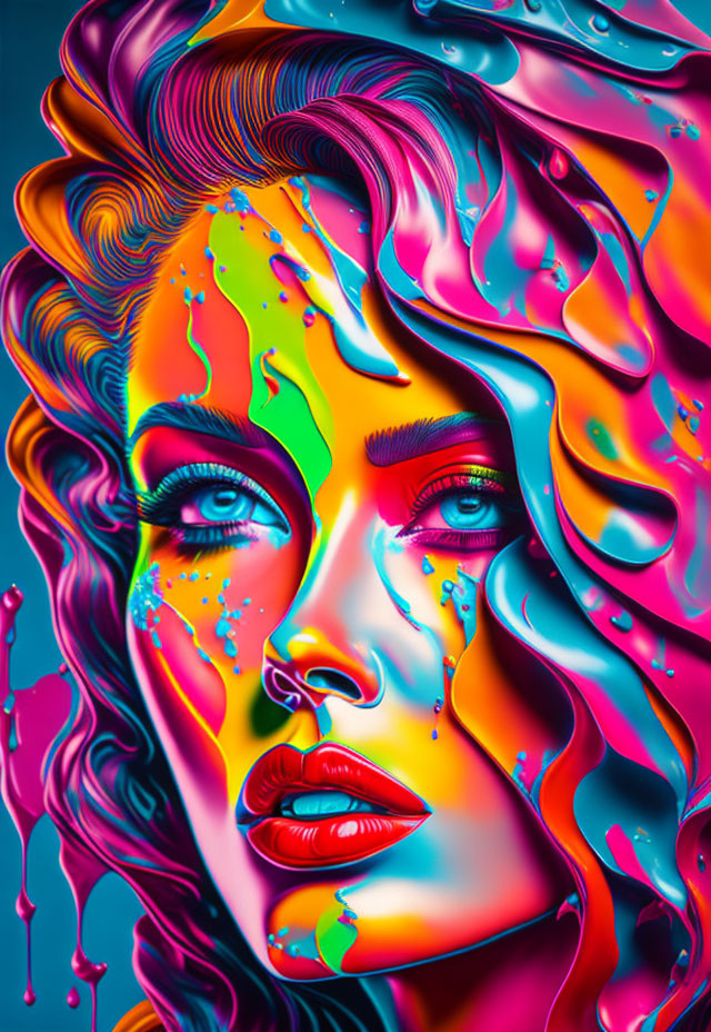 Colorful Painting of Woman Face 6