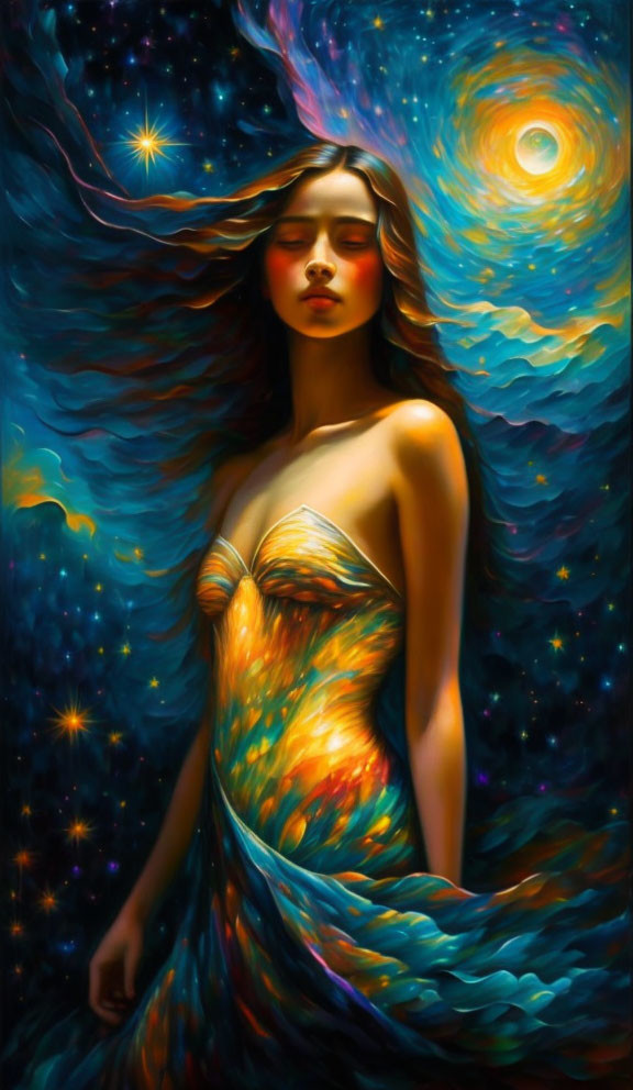 Girl in Starry Night