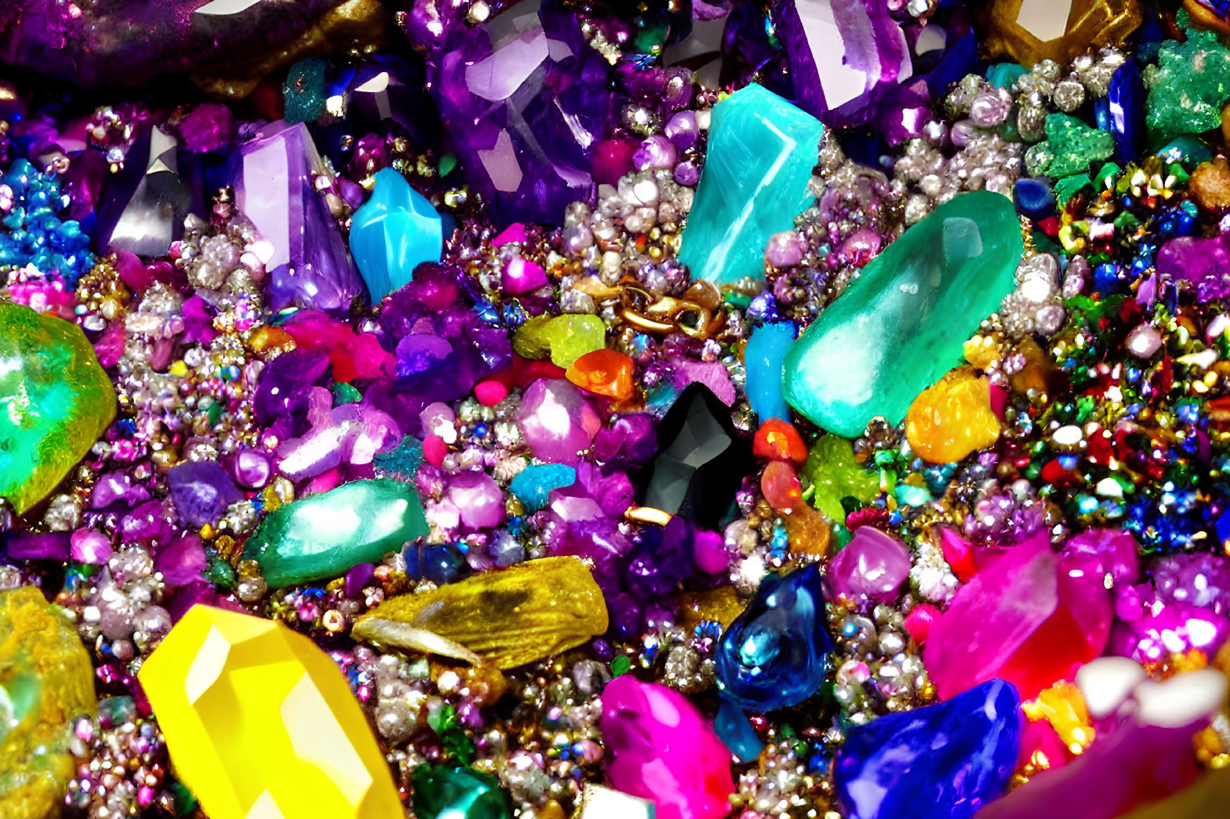 Assorted Gemstones and Crystals in Various Shapes and Sizes