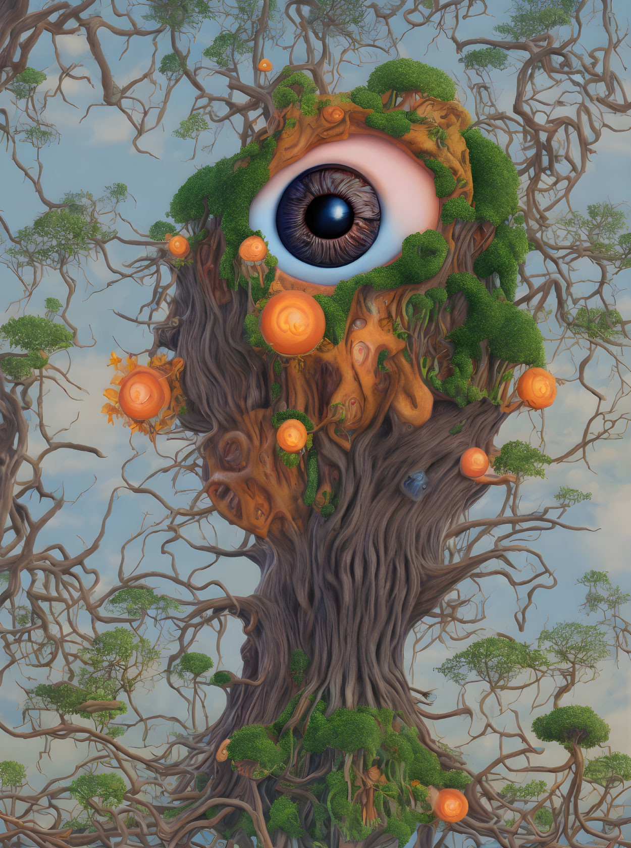 Surreal artwork: Ancient tree transforms into giant human eye