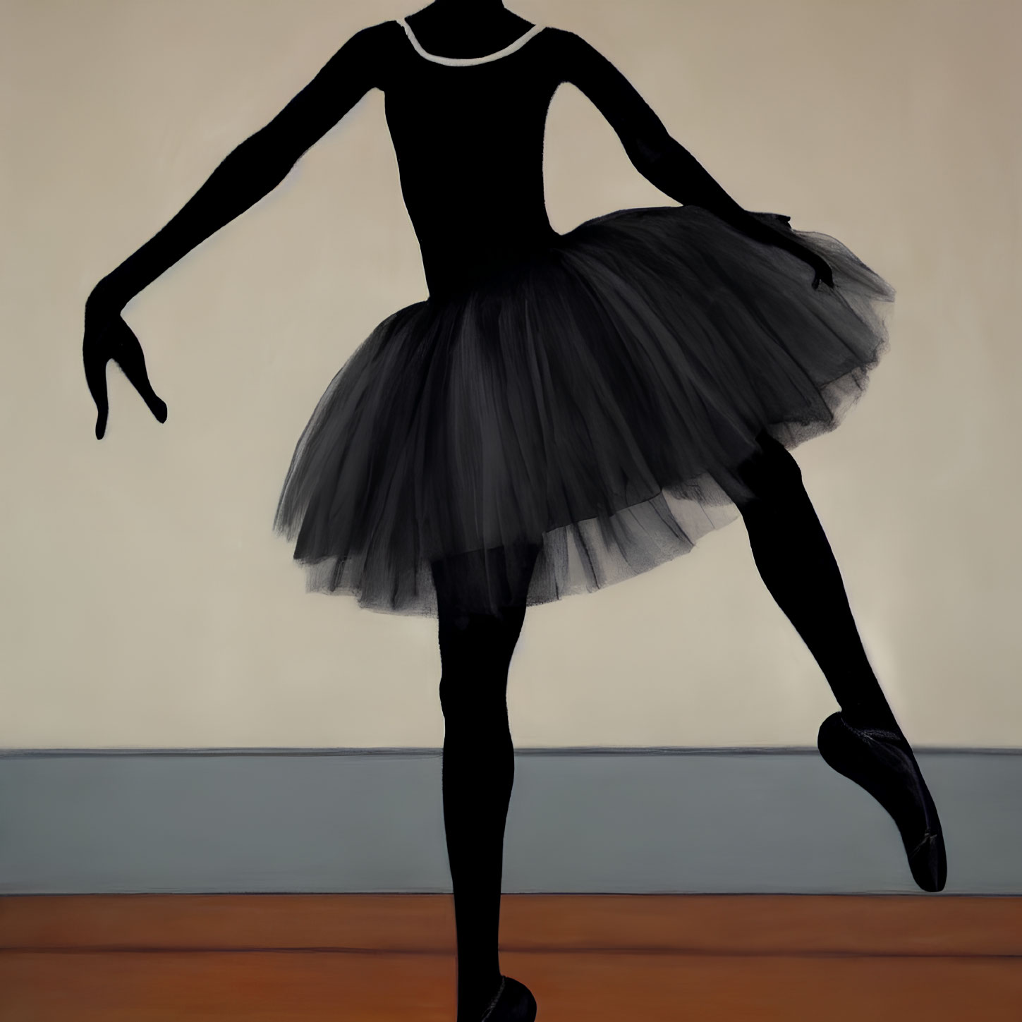 Ballet dancer silhouette in tutu with lifted leg pose