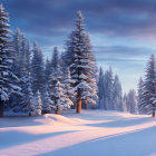 Serene winter landscape with snow-covered evergreen trees