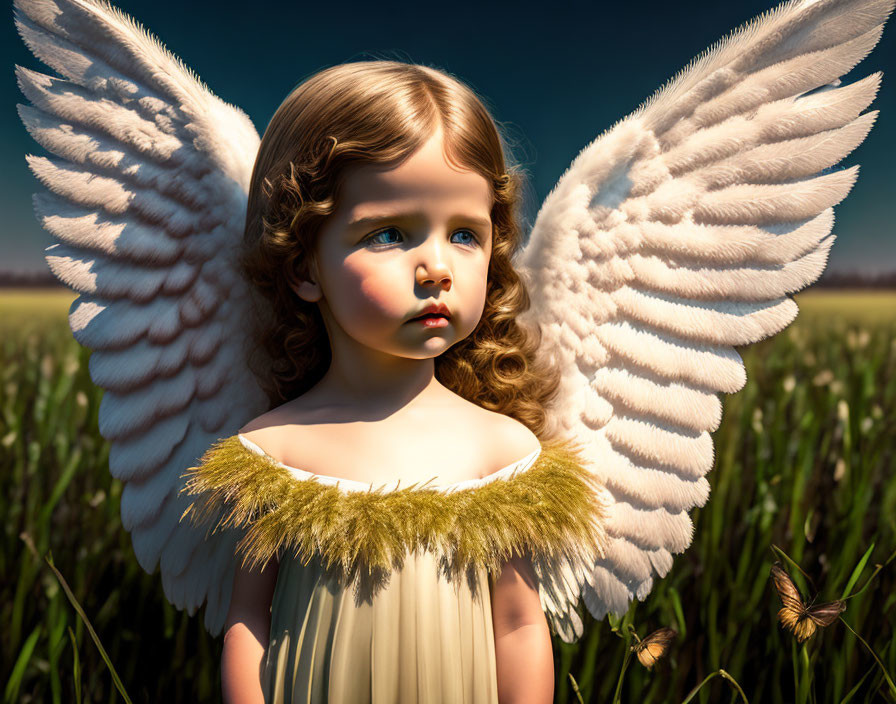 Angel in a field, greenish brown wings