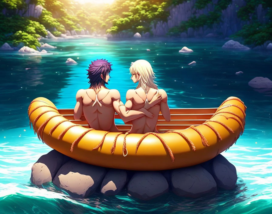 Adam and Eve on a raft