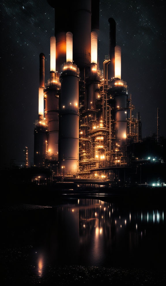  Oil refinery at night 