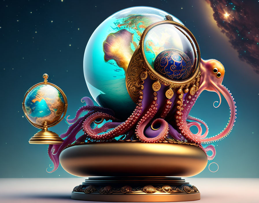 Octopus and globes